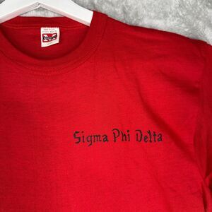 Vtg 60s Sigma Phi Delta T Shirt Mens 42-44 Red Fraternity Single Stitch Mason
